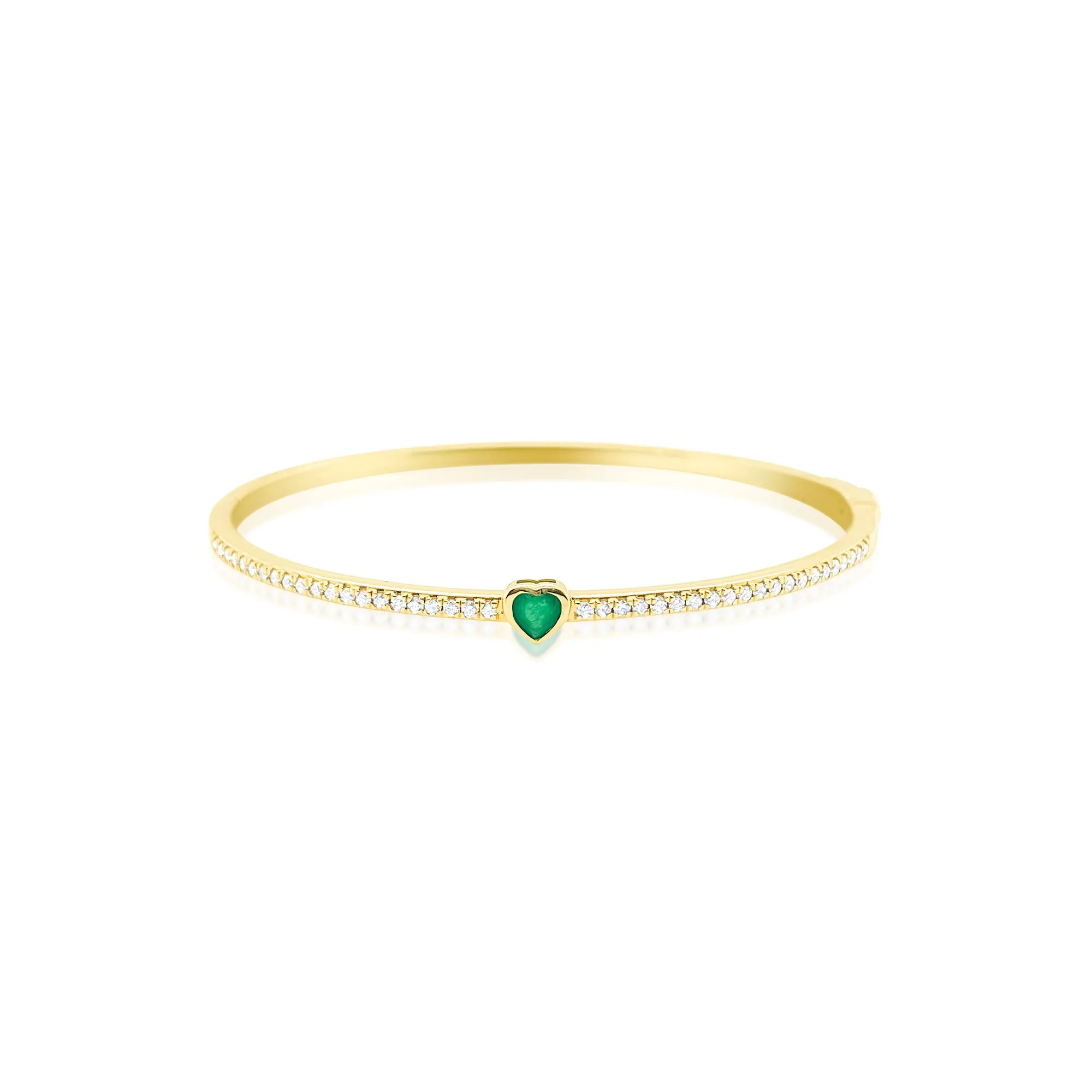 Yellow Gold Emerald Heart Bangle sold by Meira T
