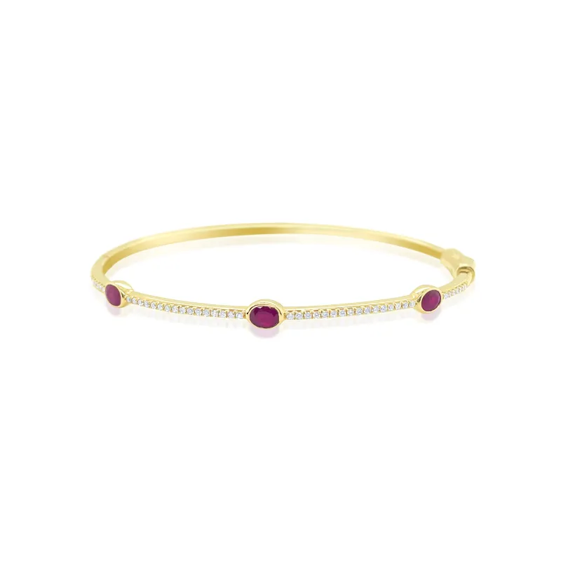 Yellow Gold Ruby Oval Bangle sold by Meira T