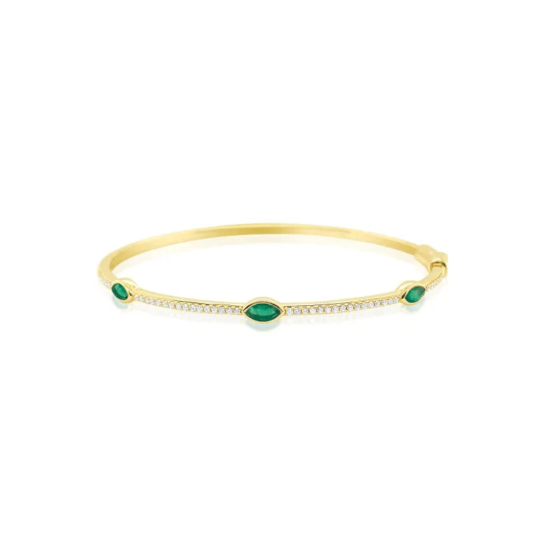 Yellow Gold Emerald Marquise Bangle sold by Meira T