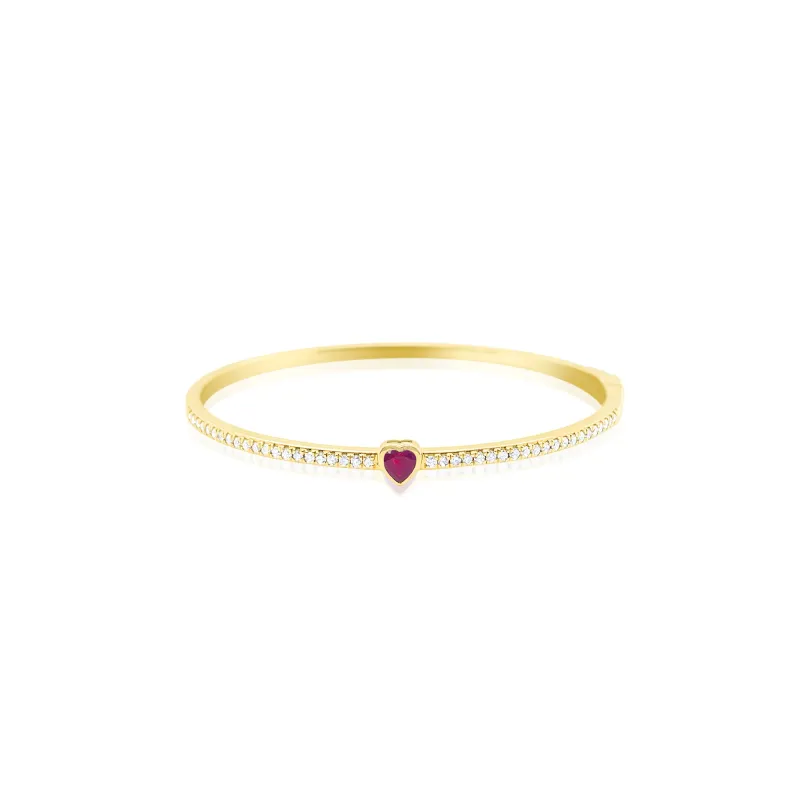 Yellow Gold Ruby Heart Bangles sold by Meira T