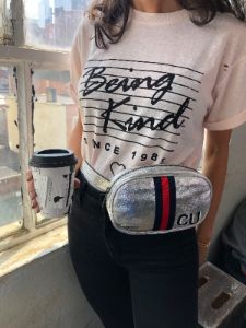 Silver Metallic Belt Bag sold by Meira T