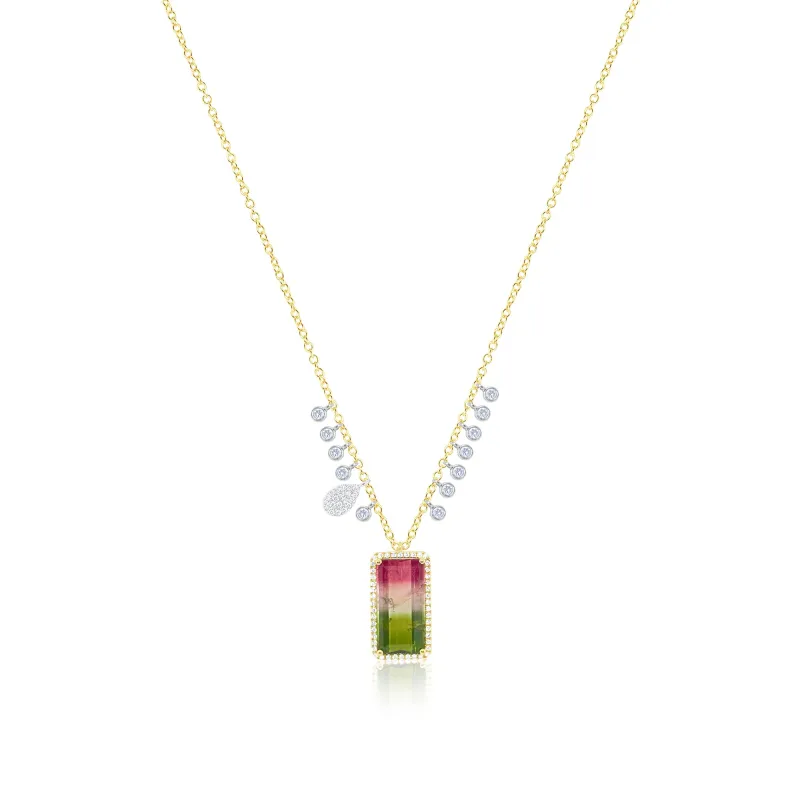 Watermelon Tourmaline Droplet Necklace sold by Meira T