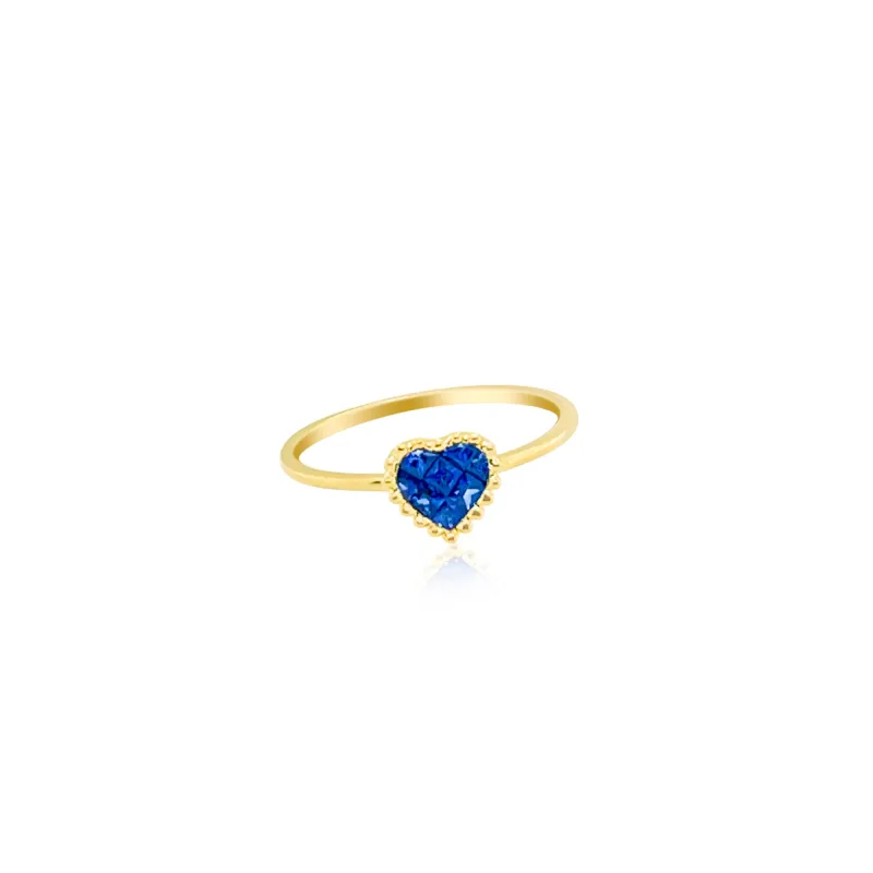 14kt Yellow Gold Blue Sapphire Heart Ring sold by Meira T