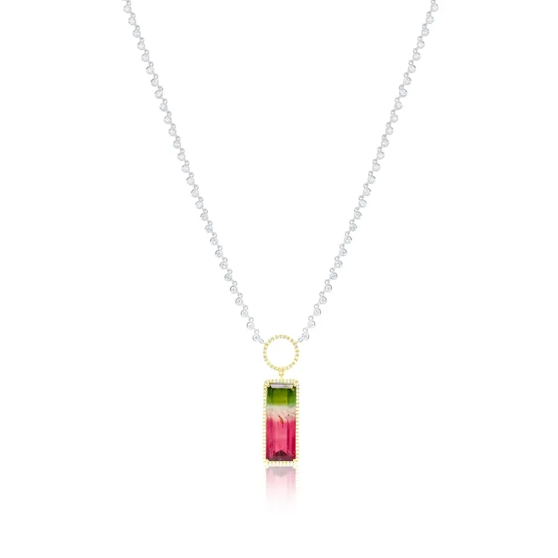 Watermelon Tourmaline Pendant Necklace sold by Meira T