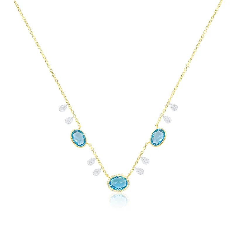 14kt Yellow Gold London Blue Topaz and Diamond Necklace sold by Meira T