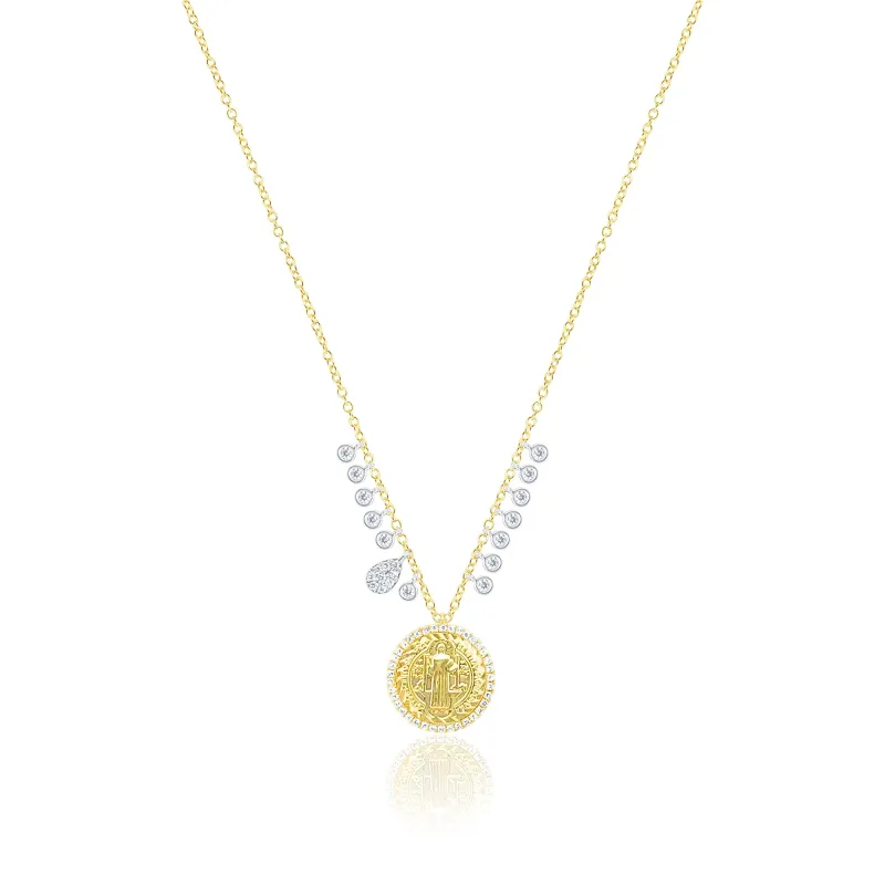 14kt Yellow Gold Coin and Diamond Necklace sold by Meira T
