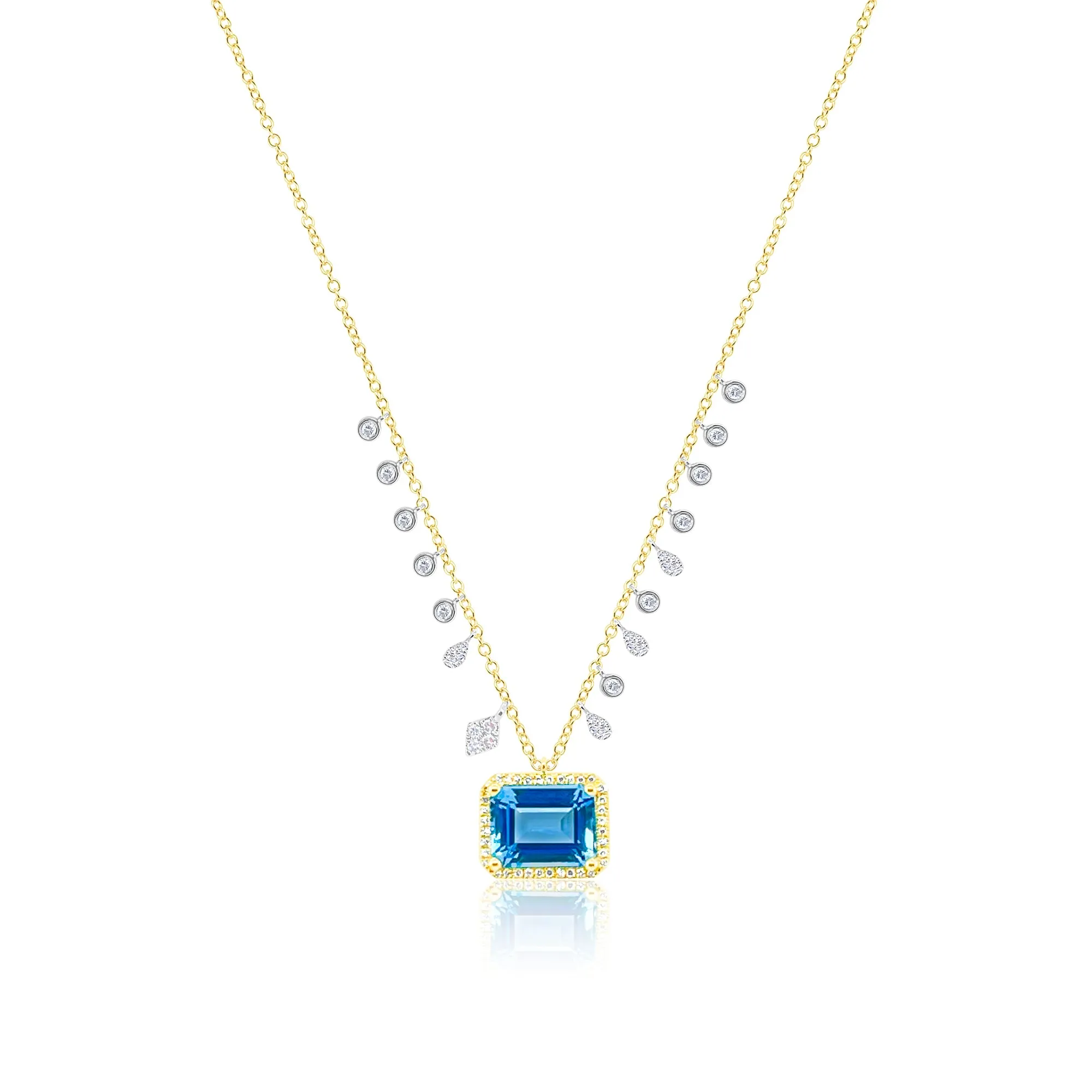 14kt Yellow Gold Diamond and Blue Topaz Gem Necklace sold by Meira T
