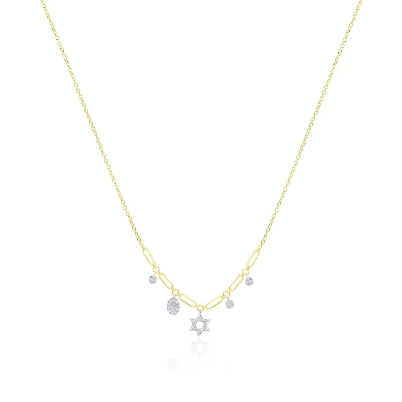 14kt Yellow Gold Pave Diamond Star of David Necklace sold by Meira T