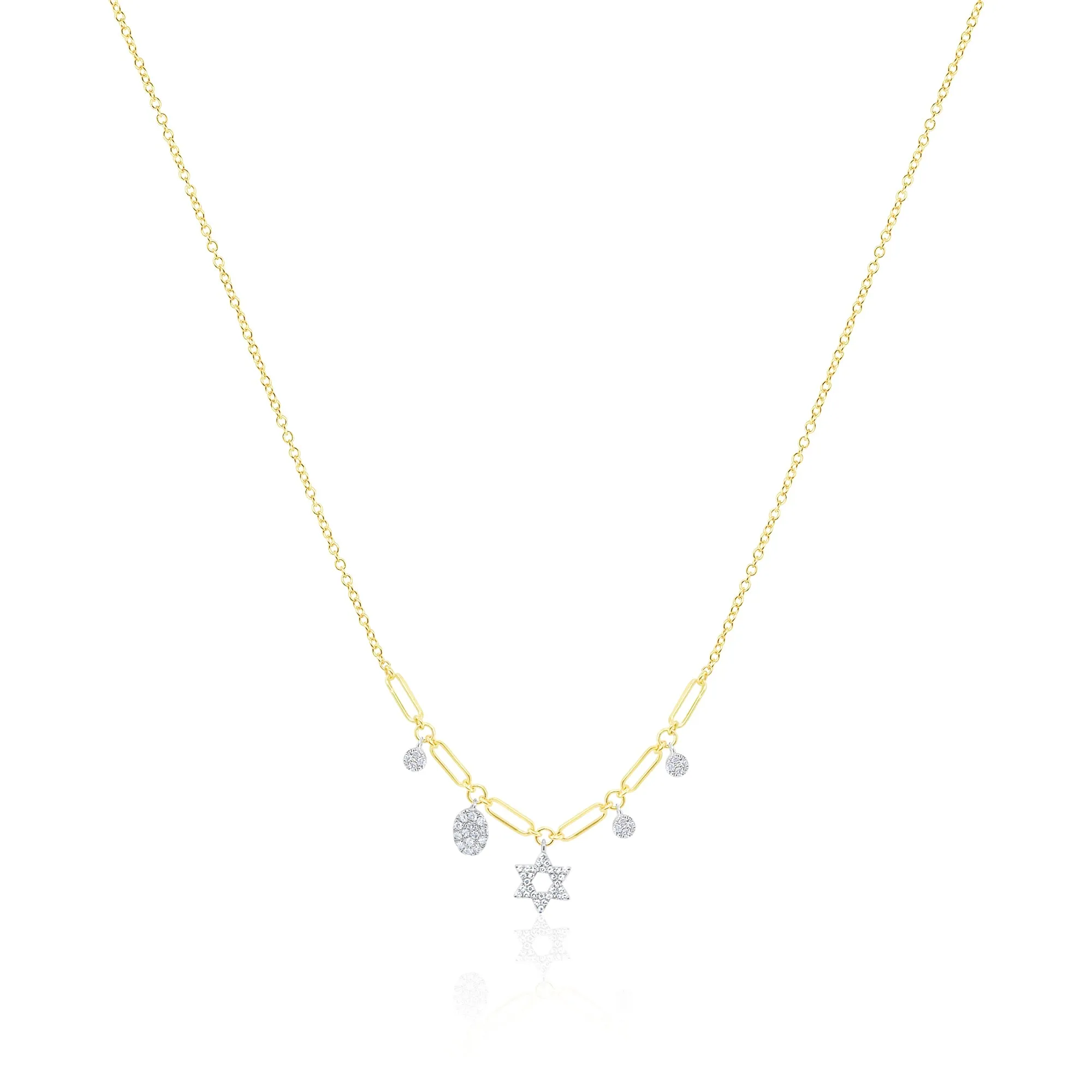 14kt Yellow Gold Pave Diamond Star of David Necklace sold by Meira T