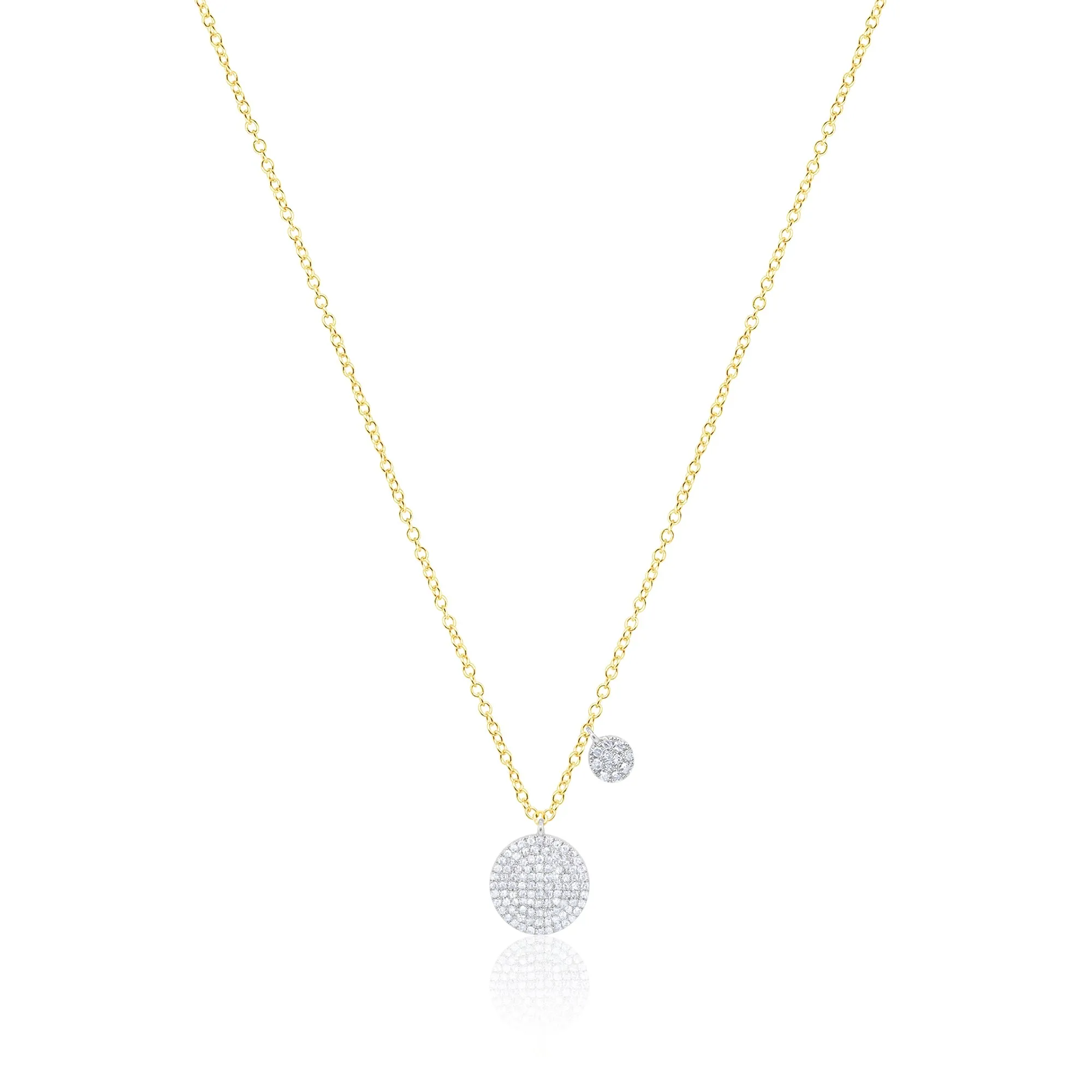 14kt Yellow Gold Pave Diamond Circle Charm Necklace sold by Meira T
