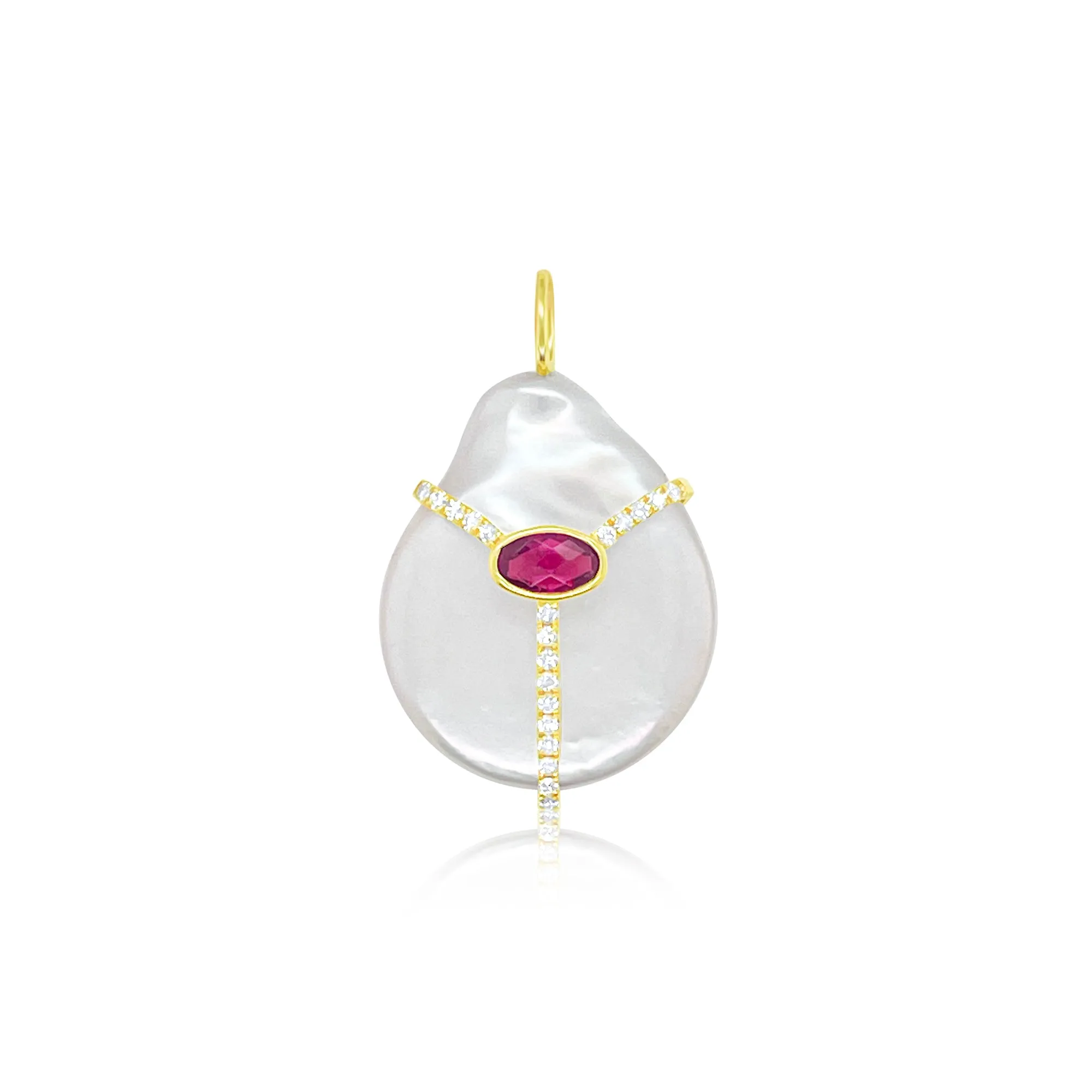 Pearl and Garnet Diamond Charm sold by Meira T