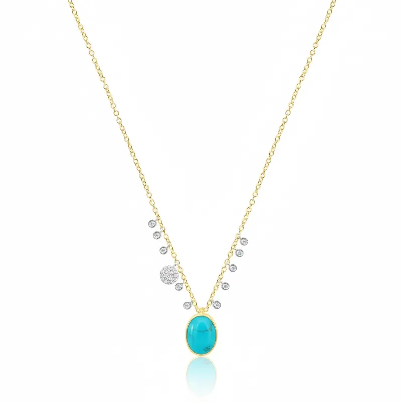 14kt Yellow Gold Diamond And Turquoise Charm Necklace sold by Meira T