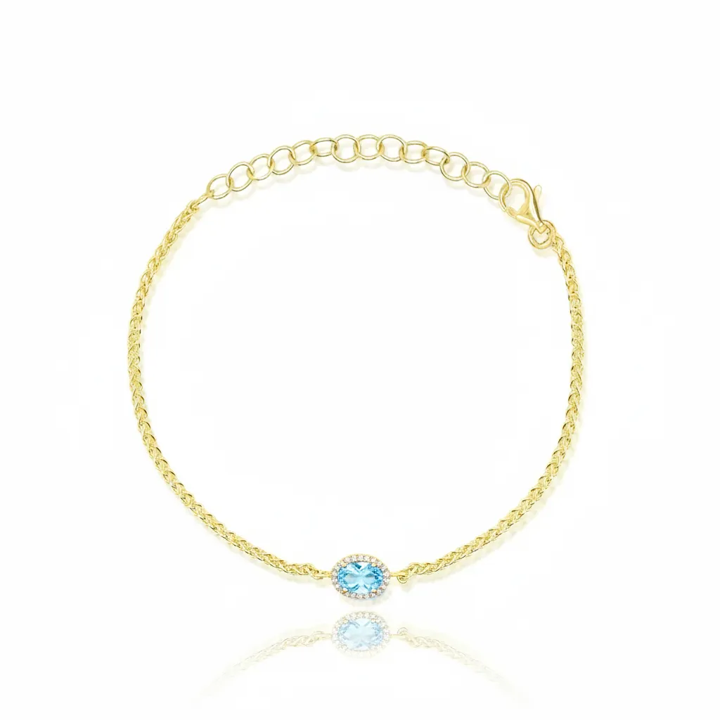 14kt Yellow Gold Blue Topaz and Diamond Bracelet sold by Meira T