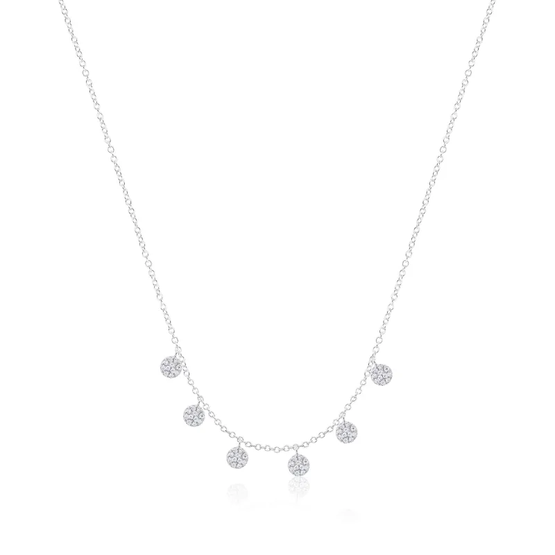 14kt White Gold Circle Charms Diamond Necklace sold by Meira T