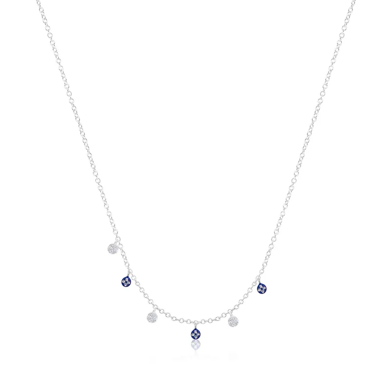 White Gold Diamond and Blue Rhodium Necklace sold by Meira T
