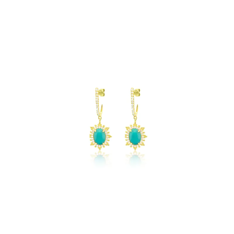 Yellow Gold Turquoise Earrings sold by Meira T