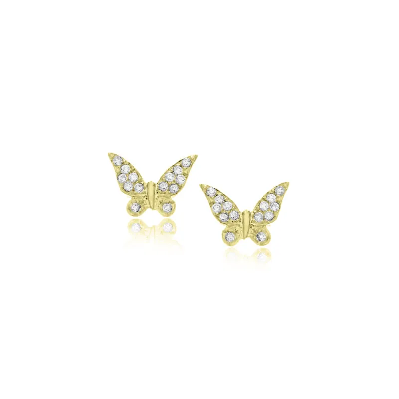 Yellow Gold Diamond Butterfly Studs sold by Meira T