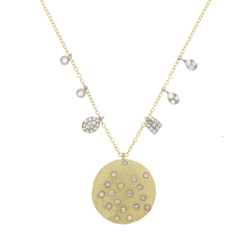 Charmed Disc Necklace 14kt Yellow Gold Diamond sold by Meira T