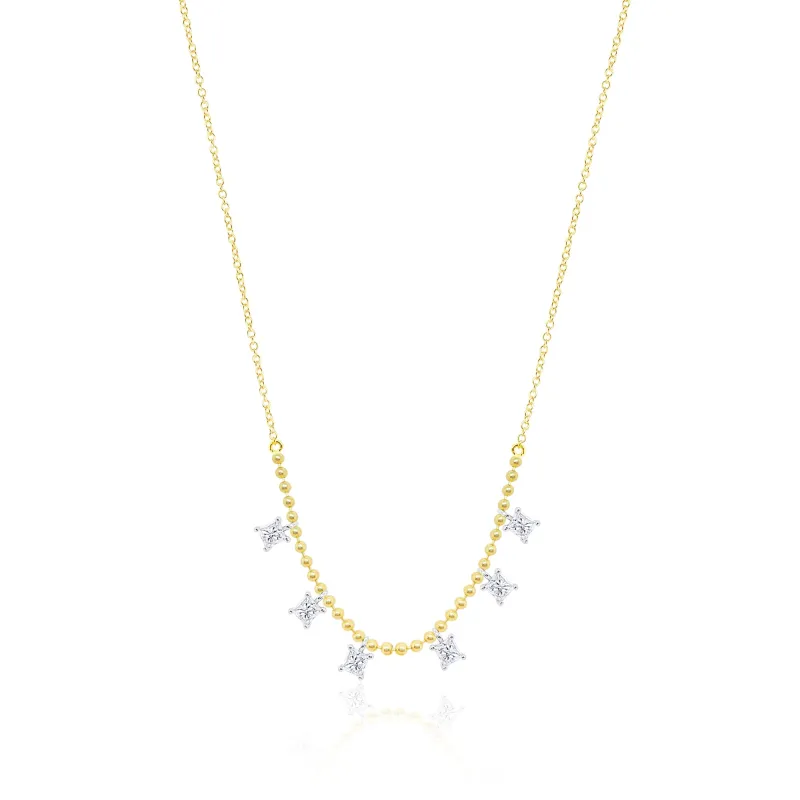 14kt Yellow Gold Six Stone Diamond Layering Necklace sold by Meira T