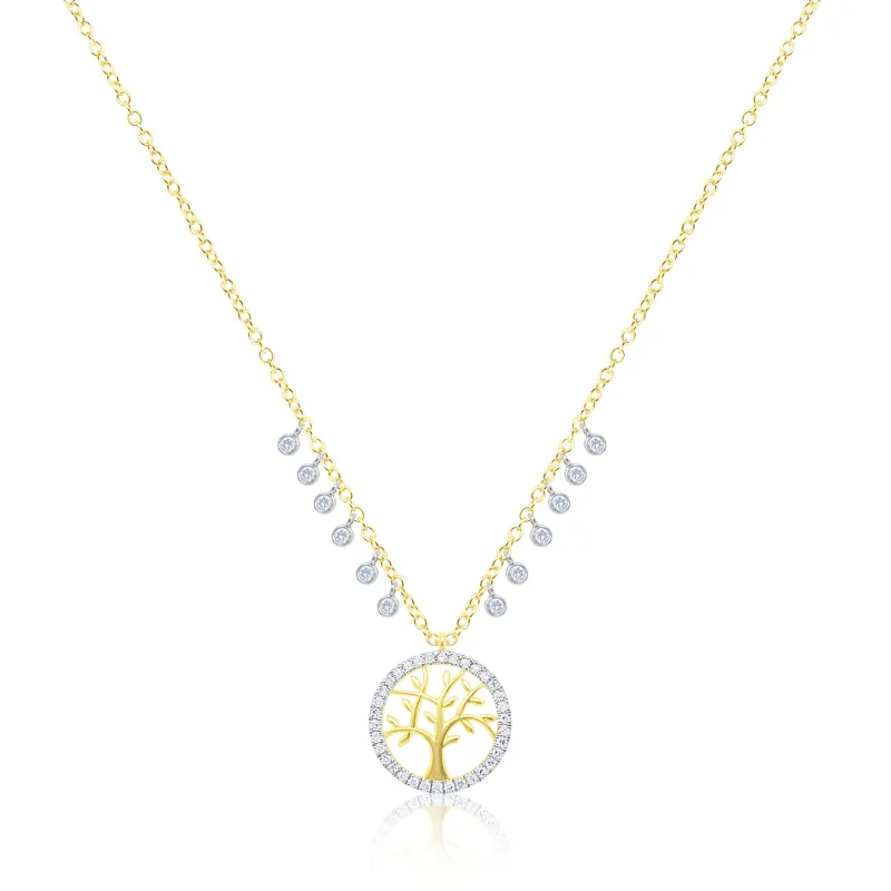14kt Yellow Gold and Diamond Tree of Life Necklace sold by Meira T