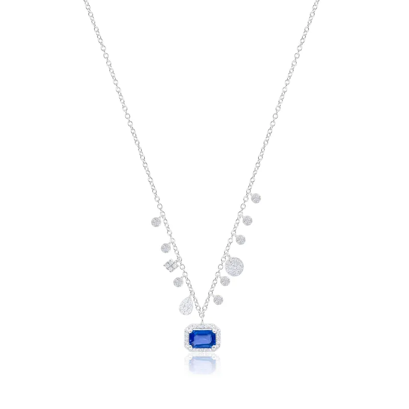 14kt White Gold Diamond and Blue Sapphire Necklace sold by Meira T