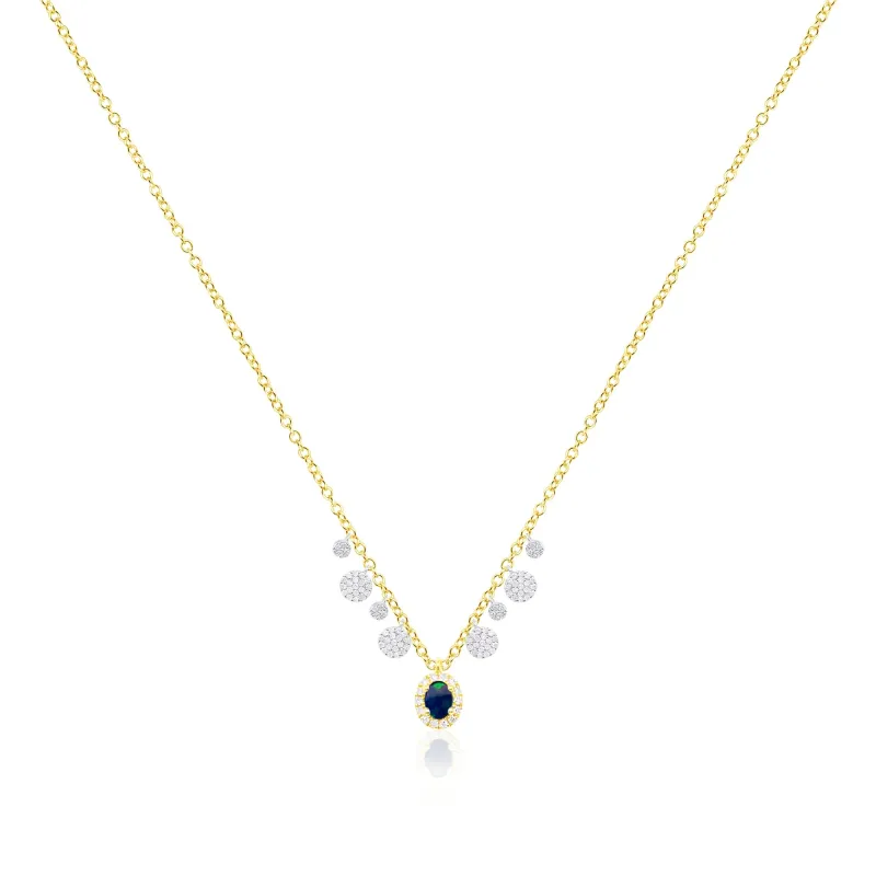 14kt Yellow Gold Diamond and Blue Opal Pendant Necklace sold by Meira T