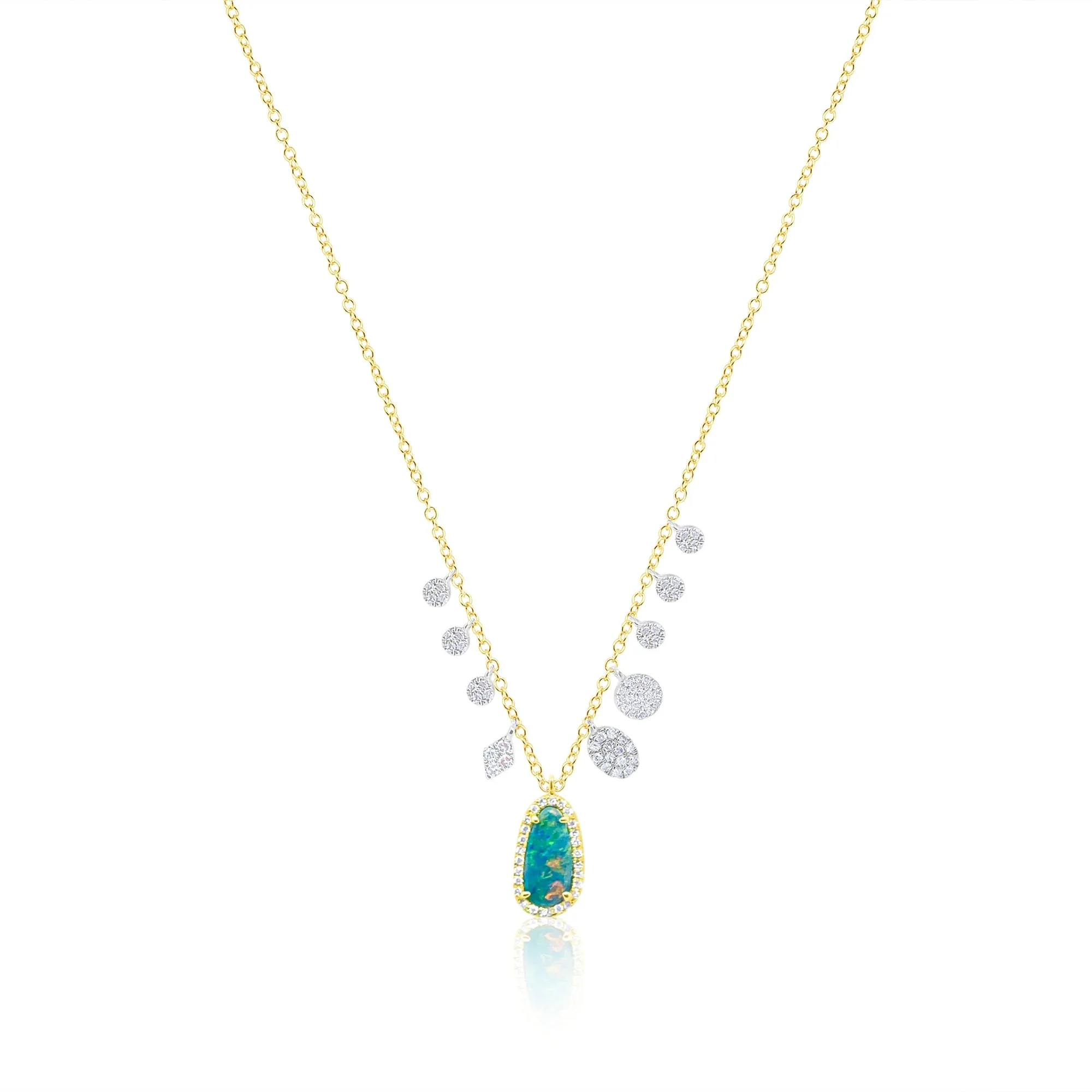 14kt Yellow Gold Diamond and Blue Opal Pendant Necklace sold by Meira T