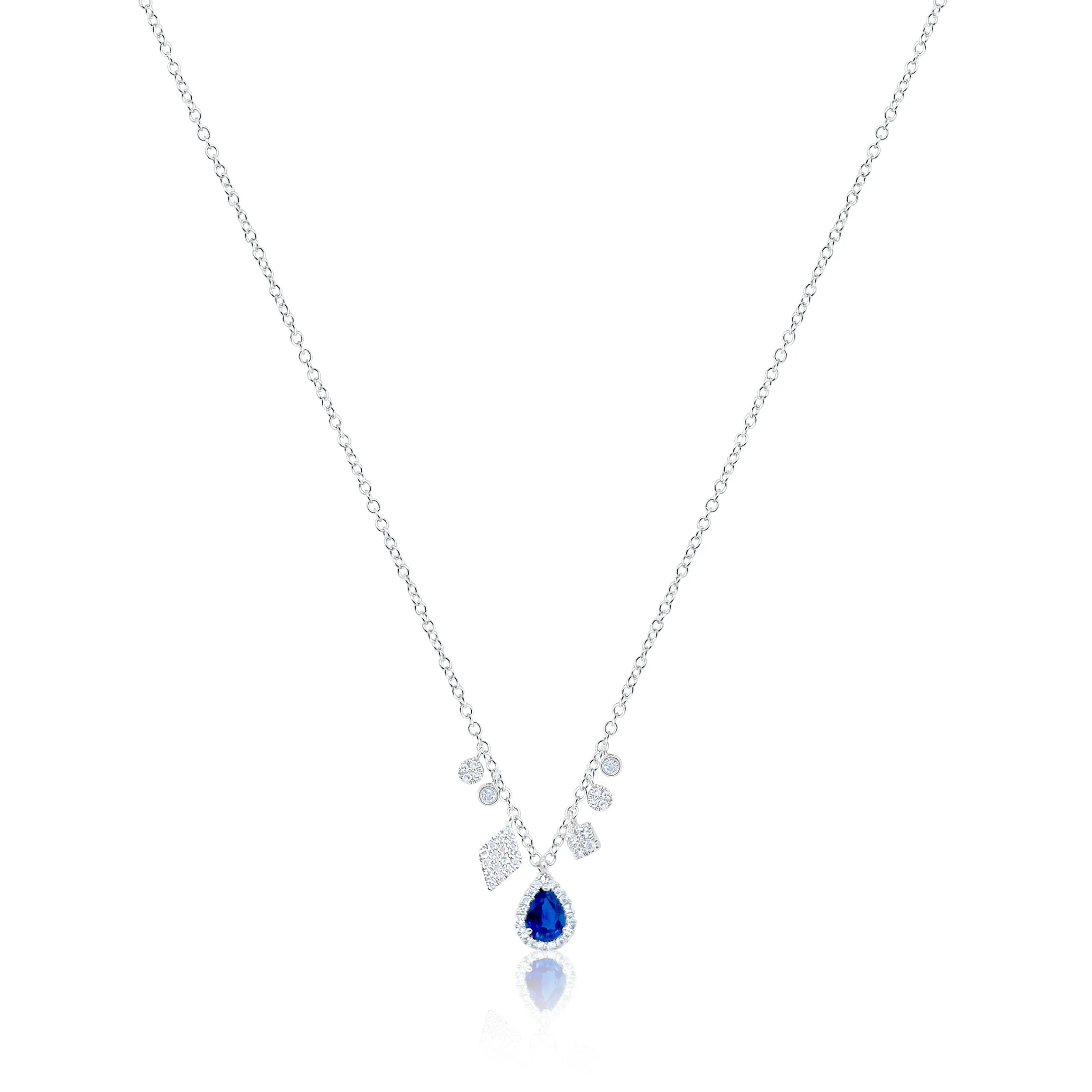 14kt White Gold Diamond and Blue Sapphire Necklace sold by Meira T