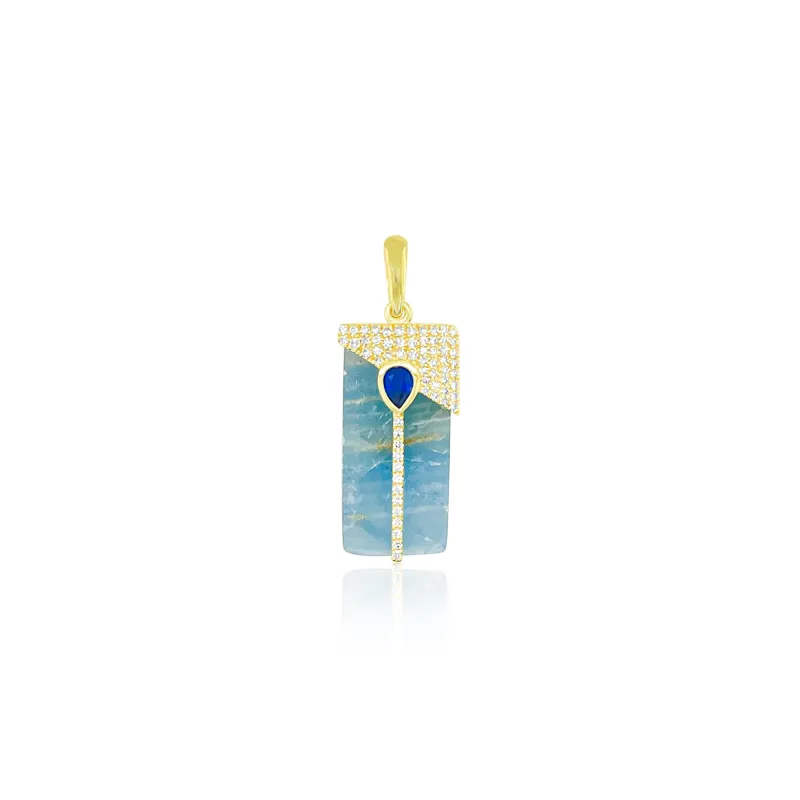 14kt Yellow Gold Calcite Diamond and Blue Sapphire Necklace Charm sold by Meira T
