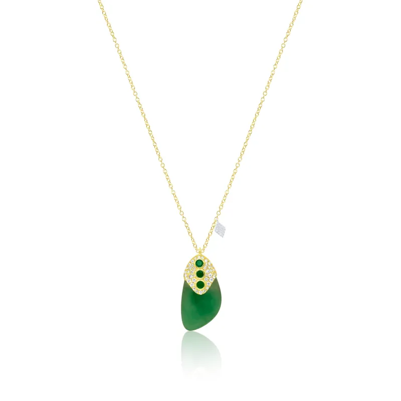 Yellow Gold Jade and Diamond Necklace sold by Meira T