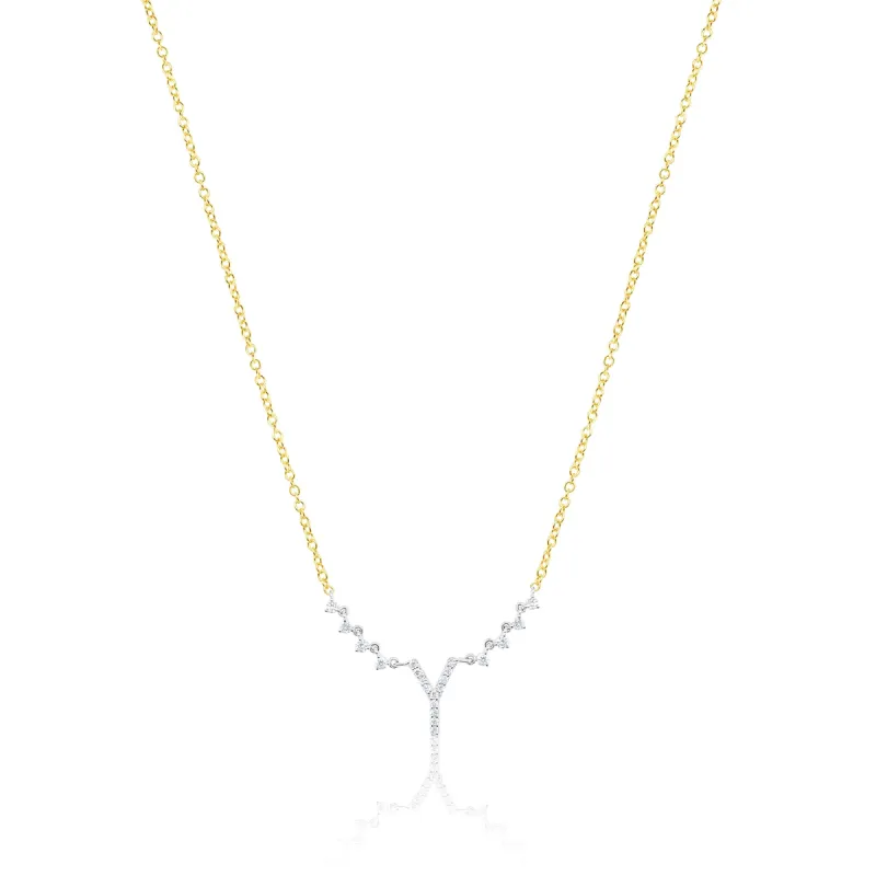 Two Tone Gold and Diamond "Y" Initial Necklace sold by Meira T