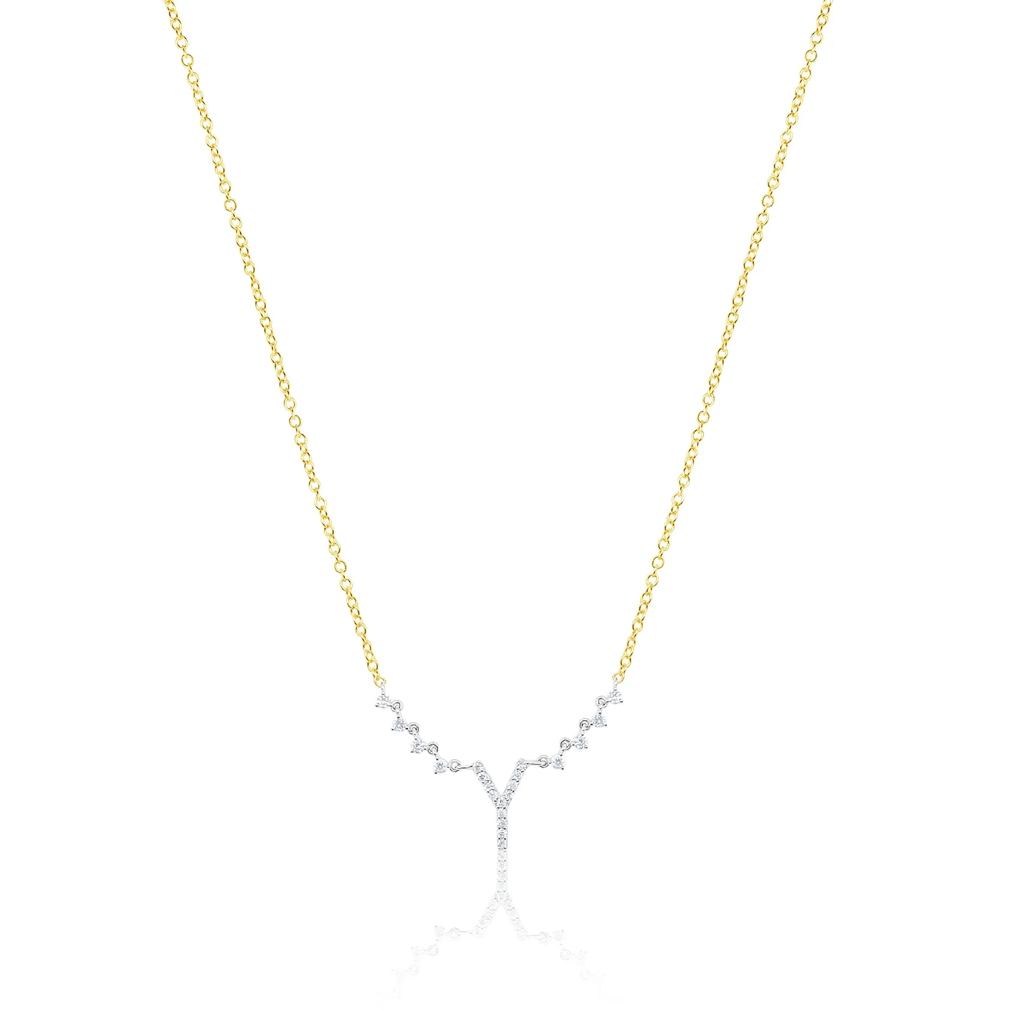 Two Tone Gold and Diamond "Y" Initial Necklace sold by Meira T