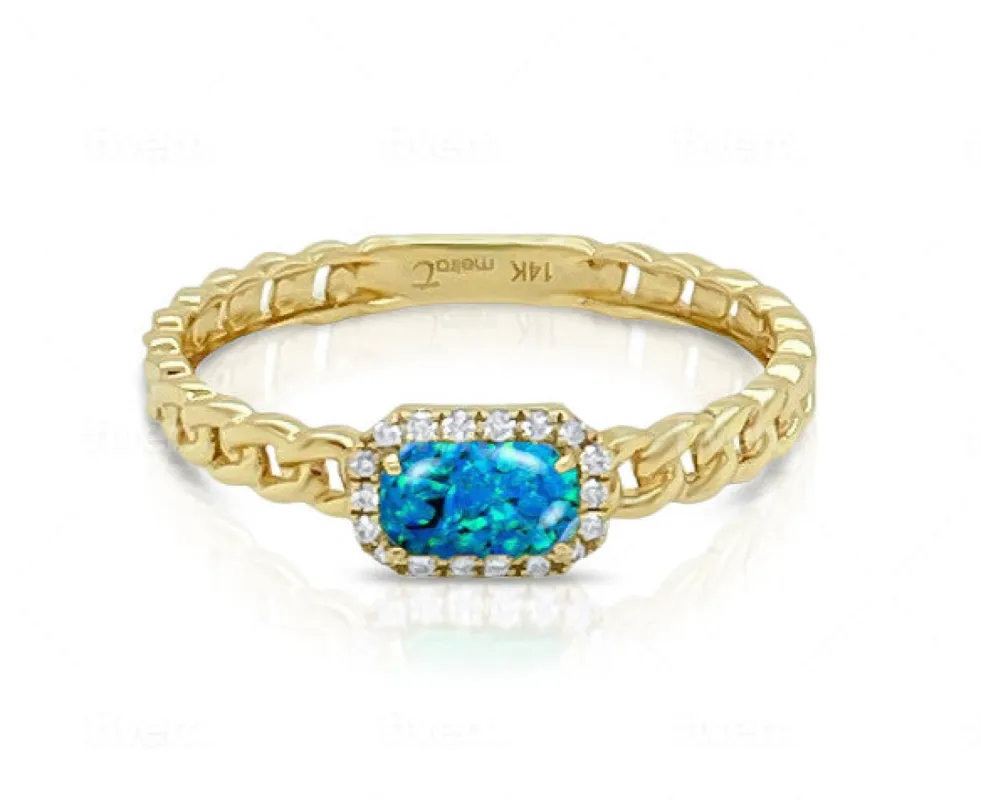 October Yellow Gold And Opal Birthstone Ring sold by Meira T