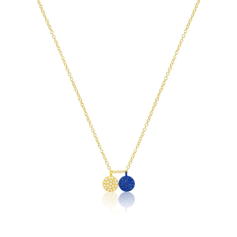 14kt Yellow Gold Blue Rhodium Disc Diamond Necklace sold by Meira T
