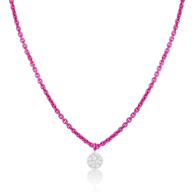 14kt Pink Rhodium Diamond Disc Pendant Necklace sold by Meira T