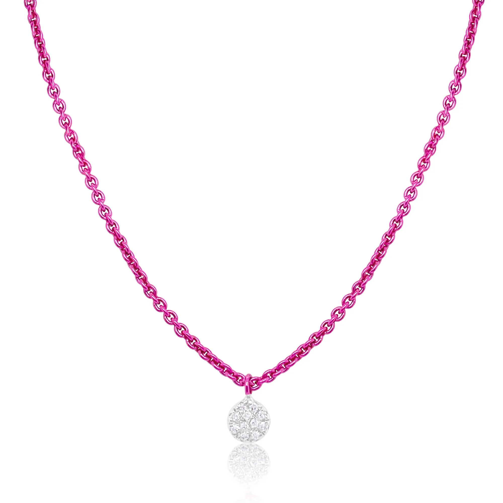 14kt Pink Rhodium Diamond Disc Pendant Necklace sold by Meira T