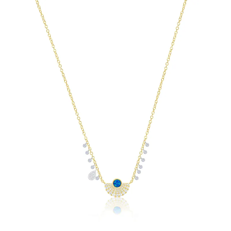 14kt Yellow Gold Opal and Diamond Fan with Charms Necklace sold by Meira T