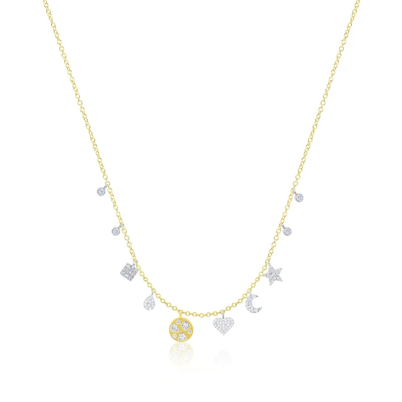 14kt Yellow Gold Diamond Celestial Heart Charms Necklace sold by Meira T
