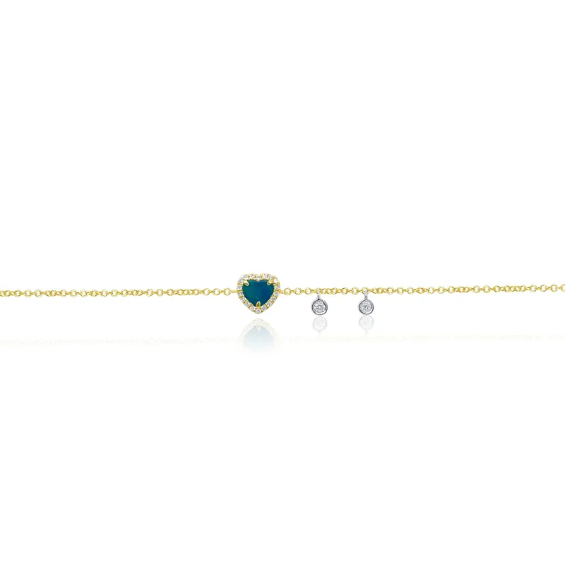 Dainty Lapis Heart and Diamond Bracelet sold by Meira T