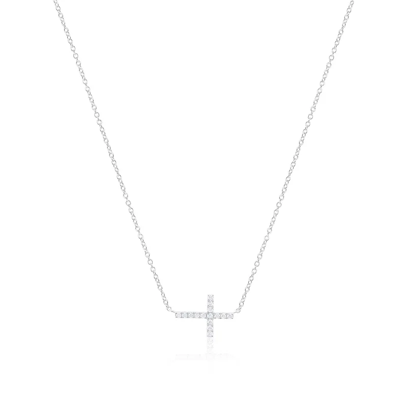 White Gold Cross Necklace sold by Meira T