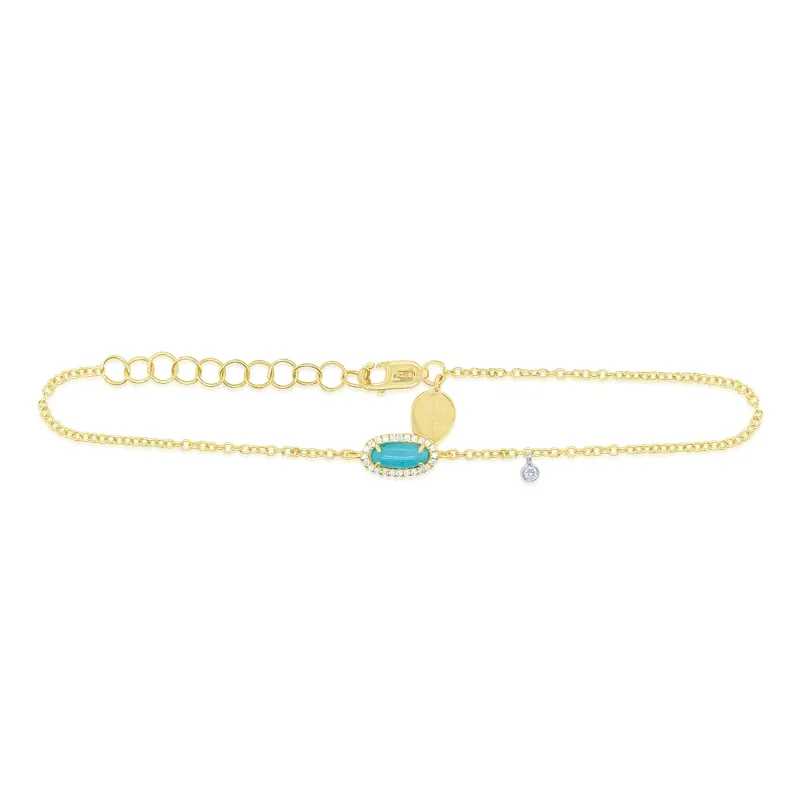 14kt Yellow Gold Turquoise Bracelet with Diamonds sold by Meira T