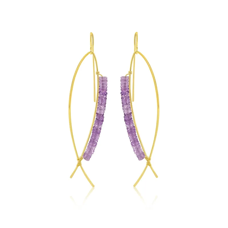14kt Yellow Gold Purple Amethyst Earrings sold by Meira T