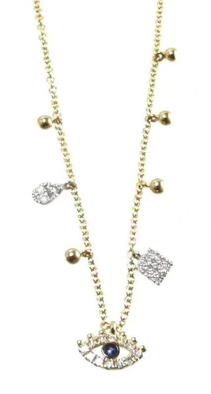 Yellow Gold Evil Eye Necklace sold by Meira T