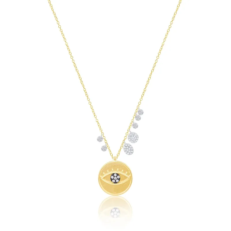Yellow Gold Evil Eye Diamond Charm Necklace sold by Meira T