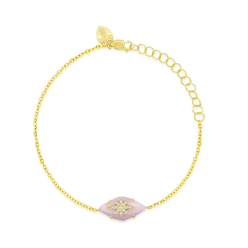 Yellow Gold Pink Opal Starburst Bracelet sold by Meira T