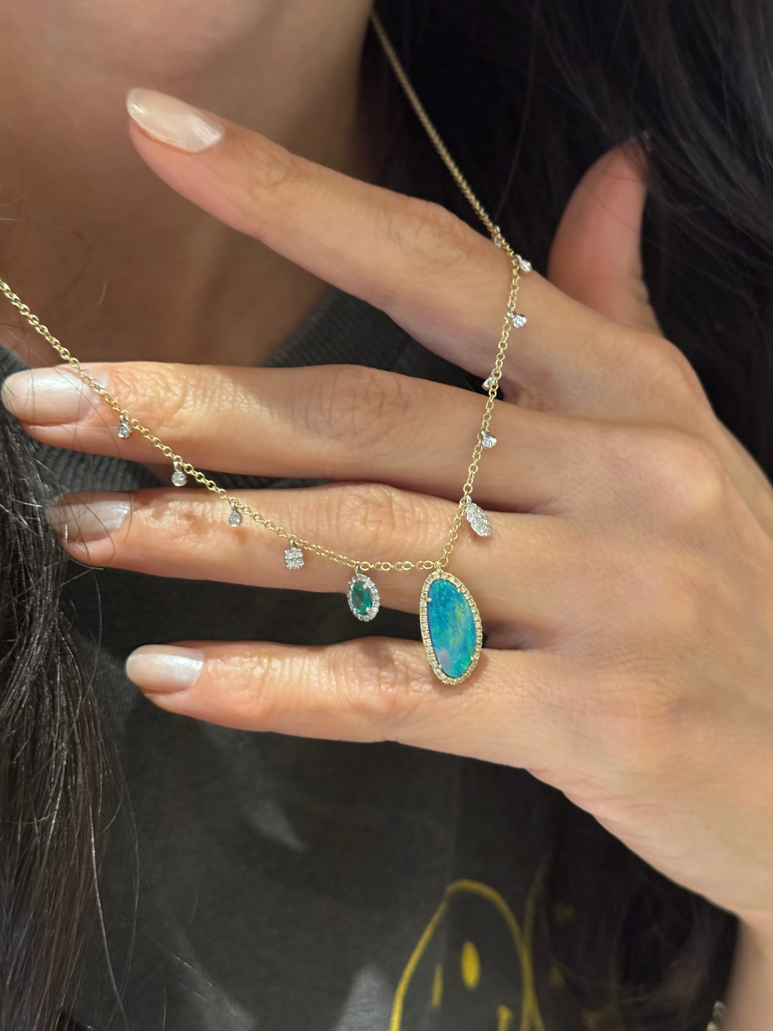 Blue Opal and Emerald Charm Necklace sold by Meira T product image thumbnail 2