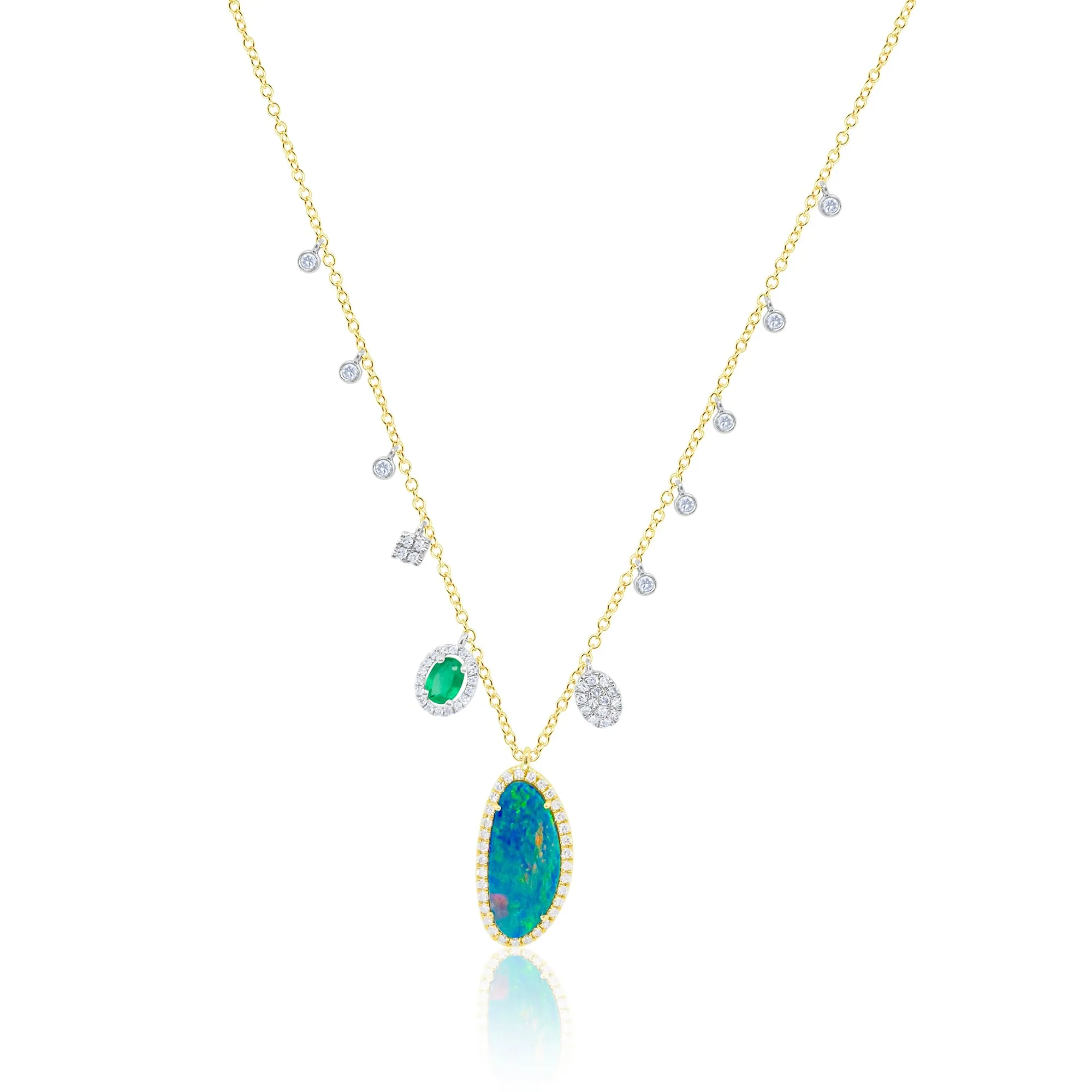 Blue Opal and Emerald Charm Necklace sold by Meira T