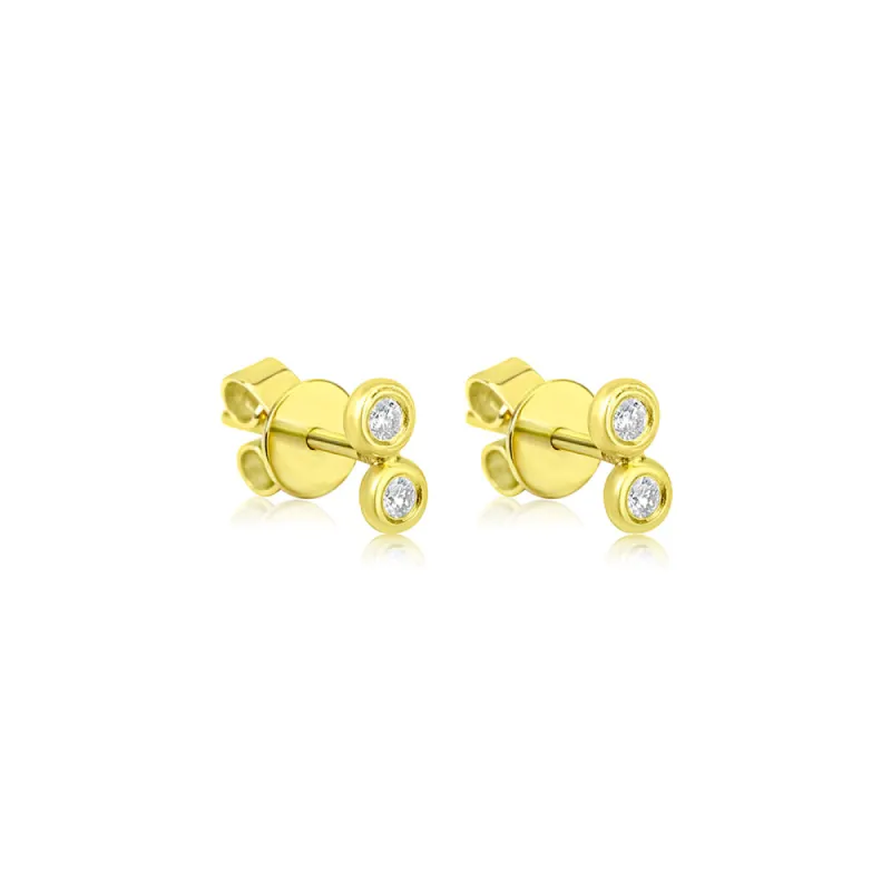 Bezel Set Diamond Duo Studs sold by Meira T