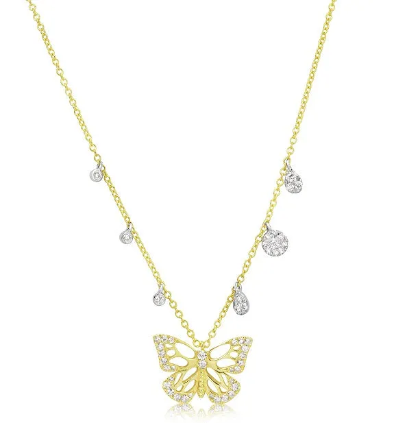 Yellow Gold Diamond Butterfly and Charm Necklace sold by Meira T