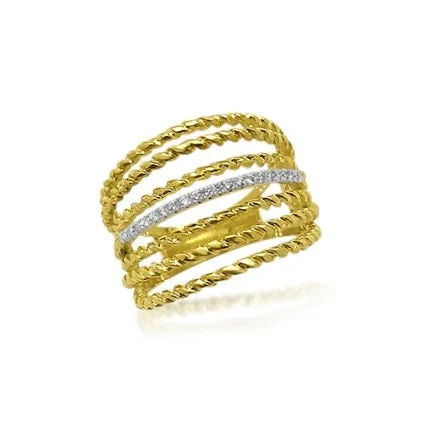 Yellow Gold Diamond Twisted Ring sold by Meira T